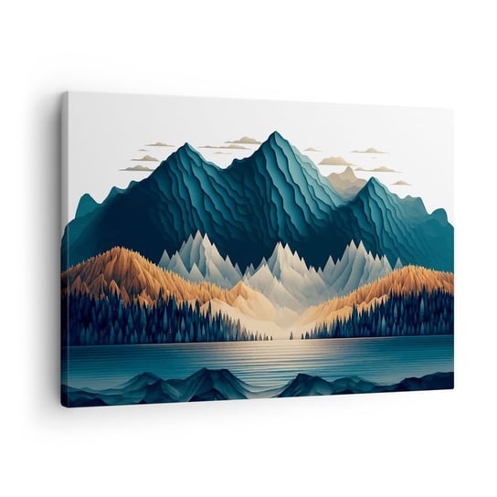 Obraz na płótnie - Pejzaż górski doskonały - 70x50cm - 3D Góry Ostre - Nowoczesny Canvas obraz do salonu do sypialni ARTTOR ARTTOR