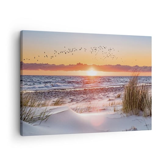 Obraz na płótnie - Pejzaż horyzontalny - 70x50 cm - Obraz nowoczesny - Krajobraz, Morze, Plaża, Wydma, Ptaki - AA70x50-4727 ARTTOR