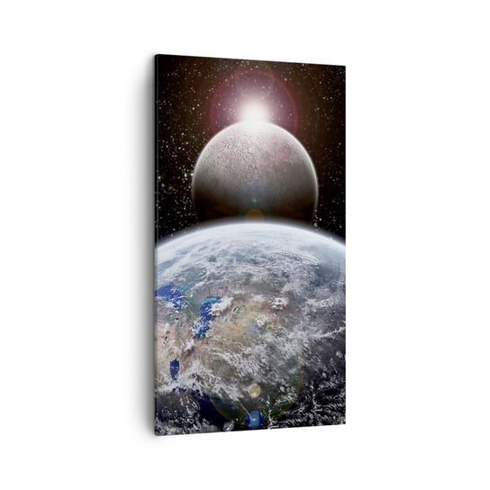 Obraz na płótnie - Pejzaż kosmiczny - wschód słońca - 45x80 cm - Obraz nowoczesny - Kosmos, Abstrakcja, 3D, Planety, Astronomia - PA45x80-0352 ARTTOR
