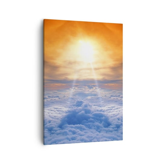 Obraz na płótnie - Pejzaż mistyczny - 50x70cm - Krajobraz Chmury Promienie Słońca - Nowoczesny Canvas obraz do salonu do sypialni ARTTOR ARTTOR