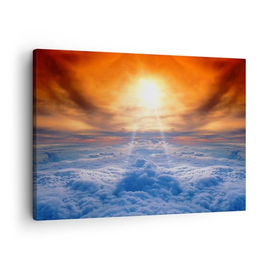 Obraz na płótnie - Pejzaż mistyczny - 70x50cm - Krajobraz Chmury Promienie Słońca - Nowoczesny Canvas obraz do salonu do sypialni ARTTOR ARTTOR