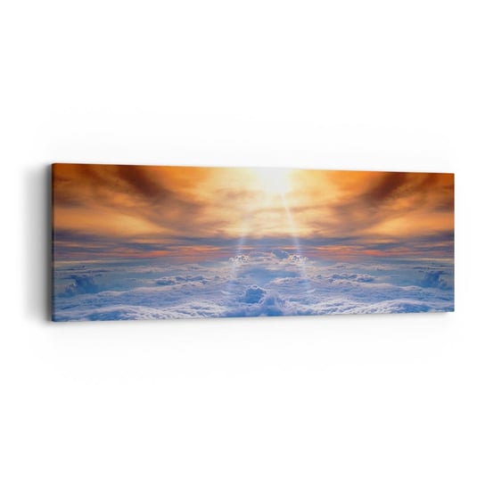 Obraz na płótnie - Pejzaż mistyczny - 90x30cm - Krajobraz Chmury Promienie Słońca - Nowoczesny Canvas obraz do salonu do sypialni ARTTOR ARTTOR