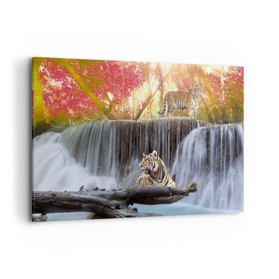 Obraz na płótnie - Pejzaż surrealistyczny    - 120x80cm - Krajobraz Wodospad Tygrys - Nowoczesny obraz na ścianę do salonu do sypialni ARTTOR ARTTOR