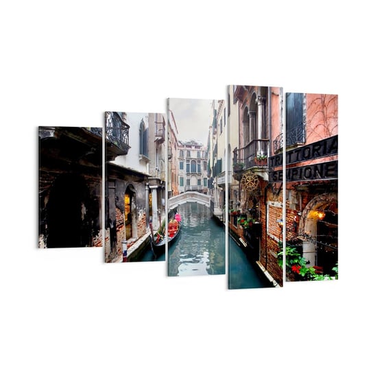 Obraz na płótnie - Pejzaż wenecki z gondolą i mostkiem - 150x100 cm - Obraz nowoczesny - Miasto, Wenecja, Architektura, Gondola, Włochy - EG150x100-2157 ARTTOR