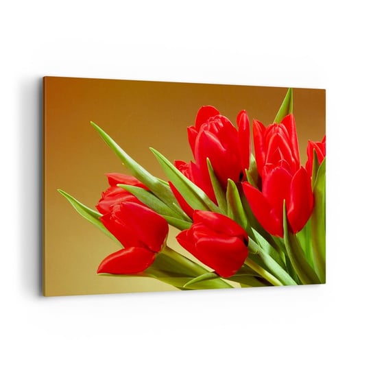 Obraz na płótnie - Pęk wiosennej radości - 120x80cm - Kwiaty Tulipany Bukiet Kwiatów - Nowoczesny obraz na ścianę do salonu do sypialni ARTTOR ARTTOR