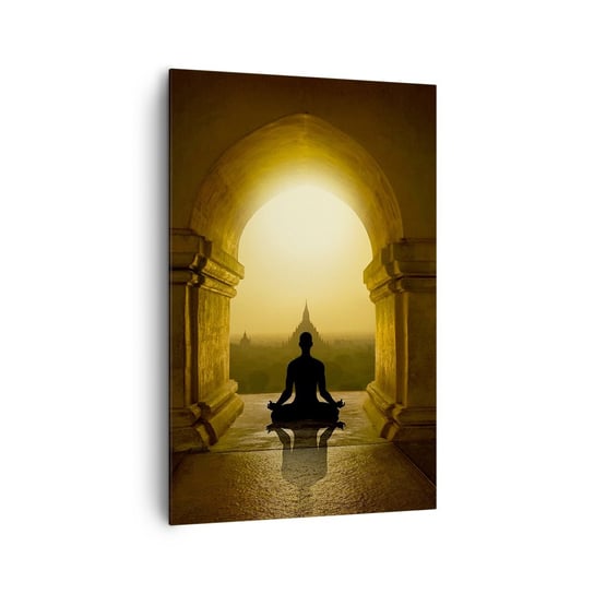 Obraz na płótnie - Pełna harmonia - 80x120cm - Medytacja Świątynia Budda - Nowoczesny obraz na ścianę do salonu do sypialni ARTTOR ARTTOR