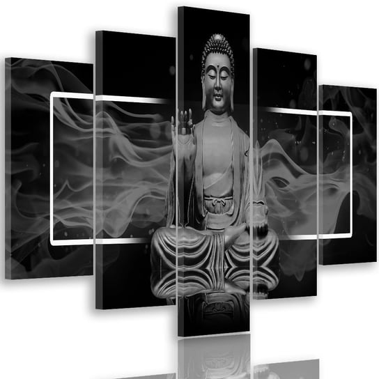 Obraz na płótnie, pentaptyk typ A, Figura medytującego Buddy 3, 250x120 cm Feeby