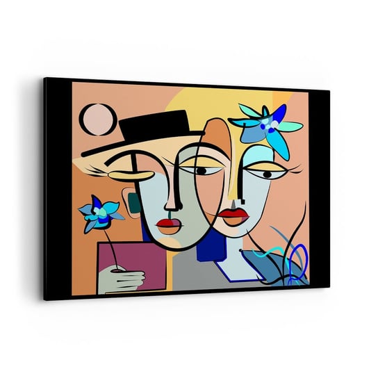 Obraz na płótnie - Picassowskie randez vous - 120x80cm - Twarze Nowoczesny Kubizm - Nowoczesny obraz na ścianę do salonu do sypialni ARTTOR ARTTOR