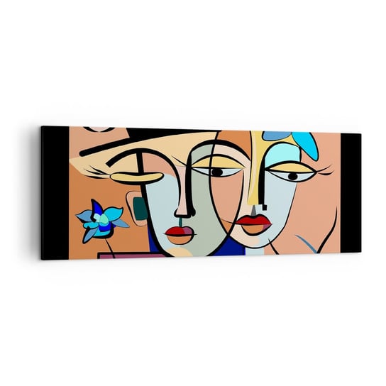 Obraz na płótnie - Picassowskie randez vous - 140x50cm - Twarze Nowoczesny Kubizm - Nowoczesny Canvas obraz do salonu do sypialni ARTTOR ARTTOR