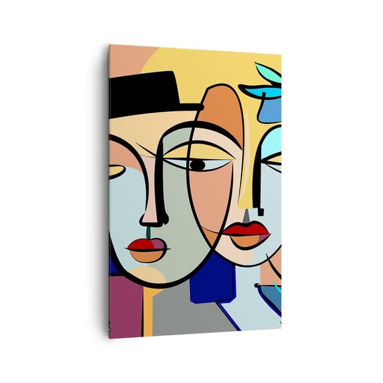 Obraz na płótnie - Picassowskie randez vous - 80x120cm - Twarze Nowoczesny Kubizm - Nowoczesny obraz na ścianę do salonu do sypialni ARTTOR ARTTOR