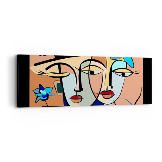 Obraz na płótnie - Picassowskie randez vous - 90x30cm - Twarze Nowoczesny Kubizm - Nowoczesny Canvas obraz do salonu do sypialni ARTTOR ARTTOR