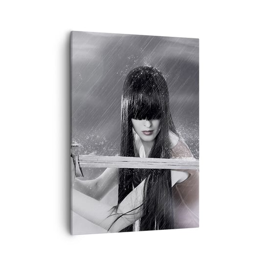 Obraz na płótnie - Piękna i niebezpieczna - 50x70cm - Kobieta Miecz Militaria - Nowoczesny Canvas obraz do salonu do sypialni ARTTOR ARTTOR
