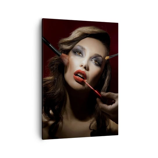 Obraz na płótnie - Piękna rozmarzona - 50x70cm - Kobieta Makijaż Aktorka - Nowoczesny Canvas obraz do salonu do sypialni ARTTOR ARTTOR