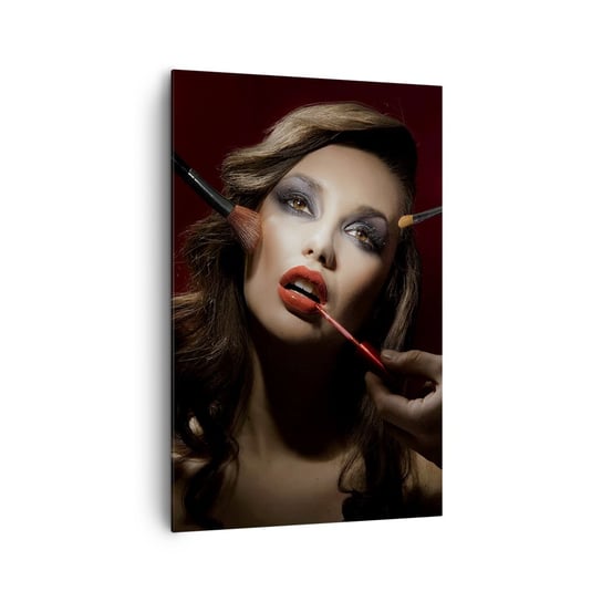 Obraz na płótnie - Piękna rozmarzona - 80x120cm - Kobieta Makijaż Aktorka - Nowoczesny obraz na ścianę do salonu do sypialni ARTTOR ARTTOR