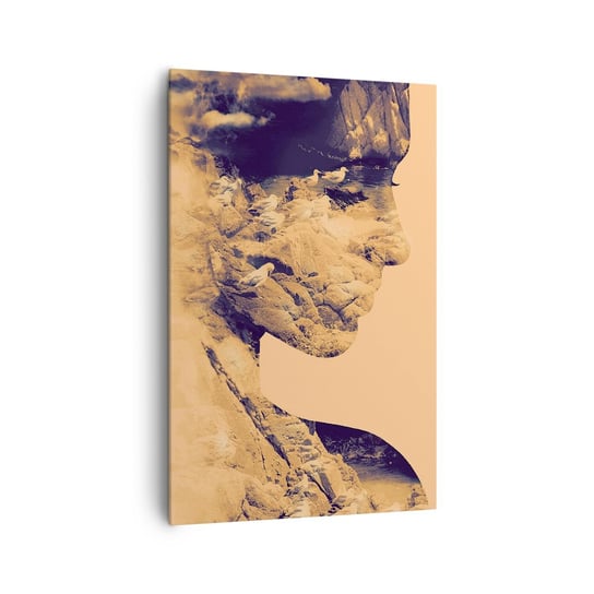 Obraz na płótnie - Piękna z natury - 80x120cm - Abstrakcja Sztuka Twarz Kobiety - Nowoczesny obraz na ścianę do salonu do sypialni ARTTOR ARTTOR