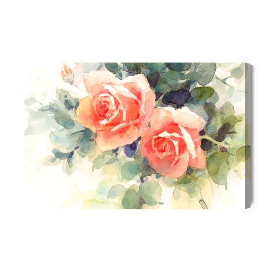 Obraz Na Płótnie Piękne Kolorowe Róże Malowane Akwarelą 30x20 Inna marka