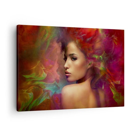 Obraz na płótnie - Piękniejsza od tęczy, delikatna jak mgła - 70x50cm - Kobieta Twarz Kobiety Ciało - Nowoczesny Canvas obraz do salonu do sypialni ARTTOR ARTTOR