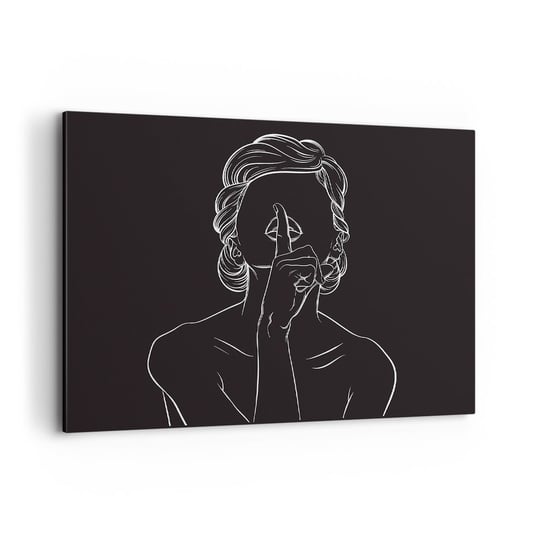 Obraz na płótnie - Piękno rozkwita w ciszy - 100x70cm - Kobieta Rysunek Kreska - Nowoczesny foto obraz w ramie do salonu do sypialni ARTTOR ARTTOR