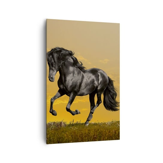 Obraz na płótnie - Piękny, wolny i dziki - 80x120cm - Zwierzęta Koń Krajobraz - Nowoczesny obraz na ścianę do salonu do sypialni ARTTOR ARTTOR