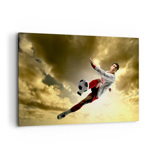 Obraz na płótnie - Piłkarskie niebo - 120x80cm - Sport Piłkarz Piłka Nożna - Nowoczesny obraz na ścianę do salonu do sypialni ARTTOR ARTTOR