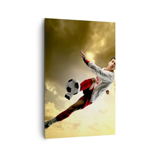 Obraz na płótnie - Piłkarskie niebo - 80x120cm - Sport Piłkarz Piłka Nożna - Nowoczesny obraz na ścianę do salonu do sypialni ARTTOR ARTTOR