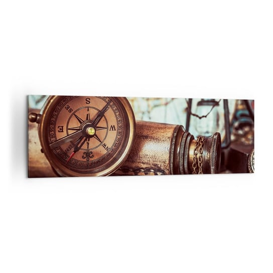 Obraz na płótnie - Piracka przygoda na Karaibach czeka - 160x50cm - Marynistyczne Piraci Kompas - Nowoczesny foto obraz w ramie do salonu do sypialni ARTTOR ARTTOR