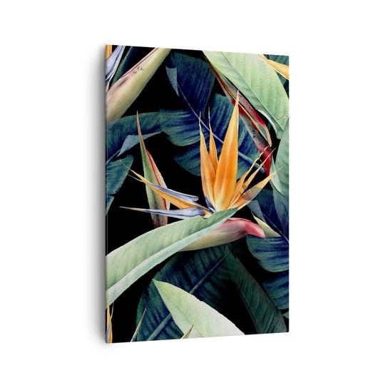 Obraz na płótnie - Płomienne kwiaty tropików - 70x100cm - Strelicja Królewska Kwiat Afryka - Nowoczesny foto obraz w ramie do salonu do sypialni ARTTOR ARTTOR