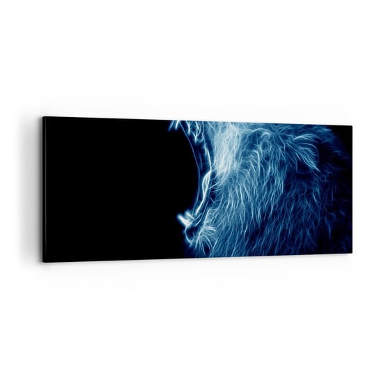 Obraz na płótnie - Płomienny gniew króla - 100x40cm - Abstrakcja Lew Zwierzęta - Nowoczesny foto obraz w ramie do salonu do sypialni ARTTOR ARTTOR
