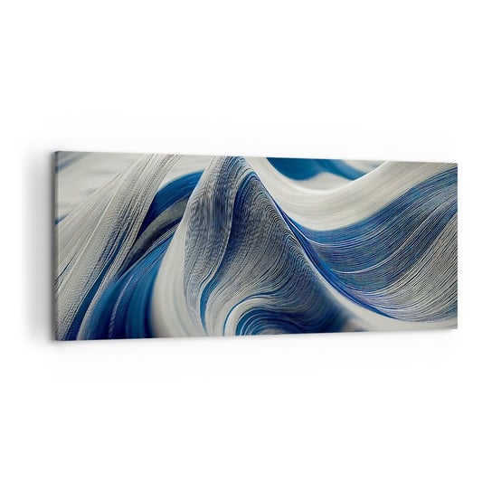 Obraz na płótnie - Płynność błękitu i bieli - 120x50cm - Farba Fala 3D - Nowoczesny obraz na ścianę do salonu do sypialni ARTTOR ARTTOR