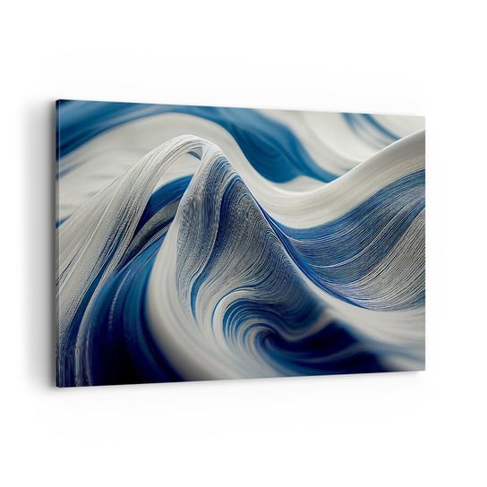 Obraz na płótnie - Płynność błękitu i bieli - 120x80cm - Farba Fala 3D - Nowoczesny obraz na ścianę do salonu do sypialni ARTTOR ARTTOR