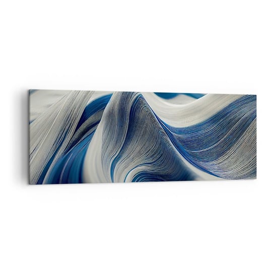 Obraz na płótnie - Płynność błękitu i bieli - 140x50cm - Farba Fala 3D - Nowoczesny Canvas obraz do salonu do sypialni ARTTOR ARTTOR