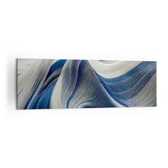Obraz na płótnie - Płynność błękitu i bieli - 160x50cm - Farba Fala 3D - Nowoczesny foto obraz w ramie do salonu do sypialni ARTTOR ARTTOR