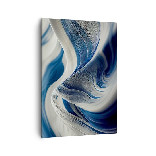 Obraz na płótnie - Płynność błękitu i bieli - 50x70cm - Farba Fala 3D - Nowoczesny Canvas obraz do salonu do sypialni ARTTOR ARTTOR