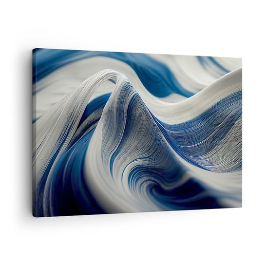 Obraz na płótnie - Płynność błękitu i bieli - 70x50cm - Farba Fala 3D - Nowoczesny Canvas obraz do salonu do sypialni ARTTOR ARTTOR