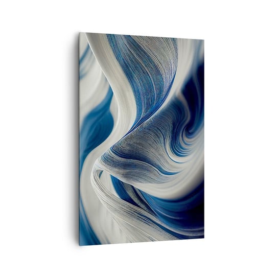 Obraz na płótnie - Płynność błękitu i bieli - 80x120cm - Farba Fala 3D - Nowoczesny obraz na ścianę do salonu do sypialni ARTTOR ARTTOR