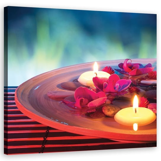 Obraz na płótnie, Pływające kwiaty i kamienie zen - 60x60 Inna marka