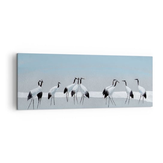Obraz na płótnie - Po gorącym dniu - 140x50cm - Ptaki Żurawie Natura - Nowoczesny Canvas obraz do salonu do sypialni ARTTOR ARTTOR