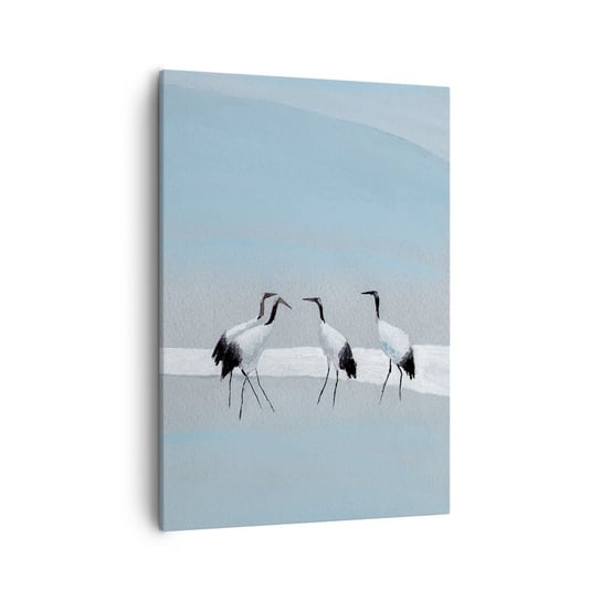 Obraz na płótnie - Po gorącym dniu - 50x70cm - Ptaki Żurawie Natura - Nowoczesny Canvas obraz do salonu do sypialni ARTTOR ARTTOR