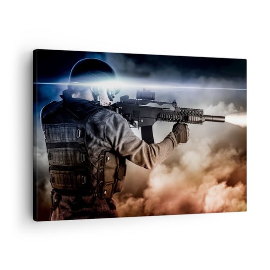 Obraz na płótnie - Po prostu bohater - 70x50cm - Militaria Broń Żołnierz - Nowoczesny Canvas obraz do salonu do sypialni ARTTOR ARTTOR