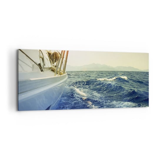 Obraz na płótnie - Po przygodę - 120x50cm - Jacht Żaglówka Morze - Nowoczesny obraz na ścianę do salonu do sypialni ARTTOR ARTTOR