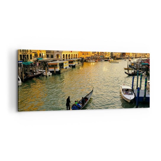 Obraz na płótnie - Po słonecznej stronie ulicy - 100x40cm - Miasto Wenecja Włochy - Nowoczesny foto obraz w ramie do salonu do sypialni ARTTOR ARTTOR