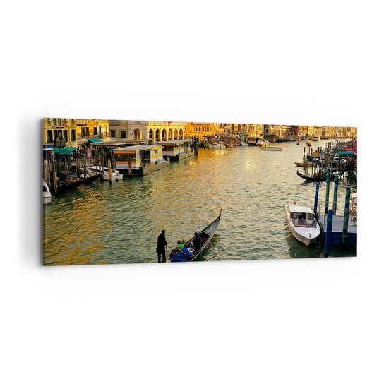 Obraz na płótnie - Po słonecznej stronie ulicy - 120x50cm - Miasto Wenecja Włochy - Nowoczesny obraz na ścianę do salonu do sypialni ARTTOR ARTTOR