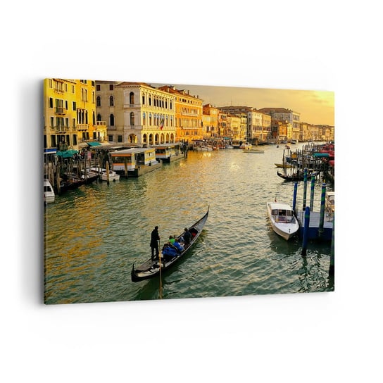 Obraz na płótnie - Po słonecznej stronie ulicy - 120x80cm - Miasto Wenecja Włochy - Nowoczesny obraz na ścianę do salonu do sypialni ARTTOR ARTTOR