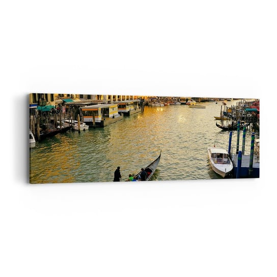 Obraz na płótnie - Po słonecznej stronie ulicy - 90x30cm - Miasto Wenecja Włochy - Nowoczesny Canvas obraz do salonu do sypialni ARTTOR ARTTOR