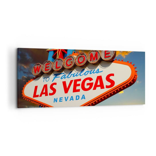 Obraz na płótnie - Po uśmiech losu - 120x50cm - Podróże Las Vegas Miasto - Nowoczesny obraz na ścianę do salonu do sypialni ARTTOR ARTTOR