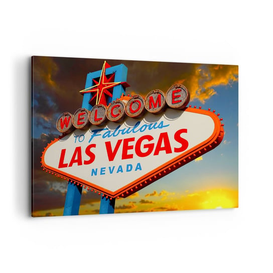 Obraz na płótnie - Po uśmiech losu - 120x80cm - Podróże Las Vegas Miasto - Nowoczesny obraz na ścianę do salonu do sypialni ARTTOR ARTTOR