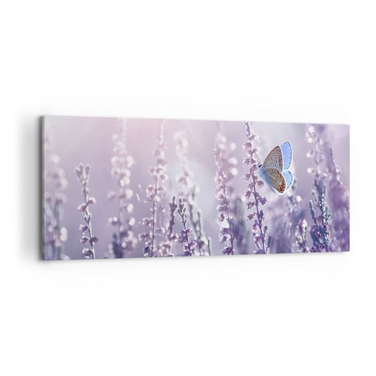 Obraz na płótnie - Pocałunek motyla - 120x50cm - Motyl Łąka Kwiat - Nowoczesny obraz na ścianę do salonu do sypialni ARTTOR ARTTOR