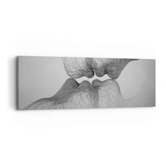 Obraz na płótnie - Pocałunek wiatru - 90x30cm - Abstrakcja Grafika Miłość - Nowoczesny Canvas obraz do salonu do sypialni ARTTOR ARTTOR