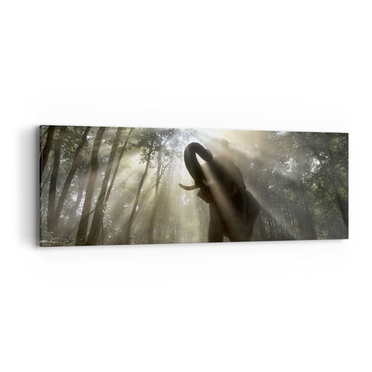 Obraz na płótnie - Pod szczęśliwą gwiazdą - 90x30cm - Krajobraz Słoń Dżungla - Nowoczesny Canvas obraz do salonu do sypialni ARTTOR ARTTOR