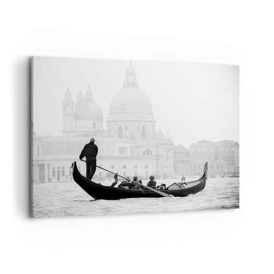 Obraz na płótnie - Podróż do źródeł piękna - 120x80 cm - Obraz nowoczesny - Wenecja, Miasto, Architektura, Gondola, Czarno-Biały - AA120x80-3563 ARTTOR